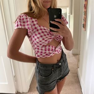 Gingham tie top